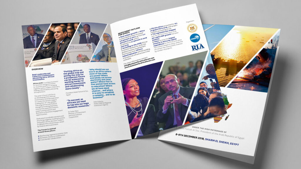 event brochure design for the banking awards, spread and cover shown
