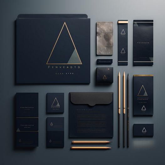 image showing branding of new business, black and gold, stationary