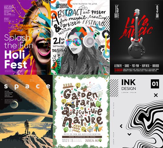 Design & Website Development  - showing usage of different fonts in design of posters