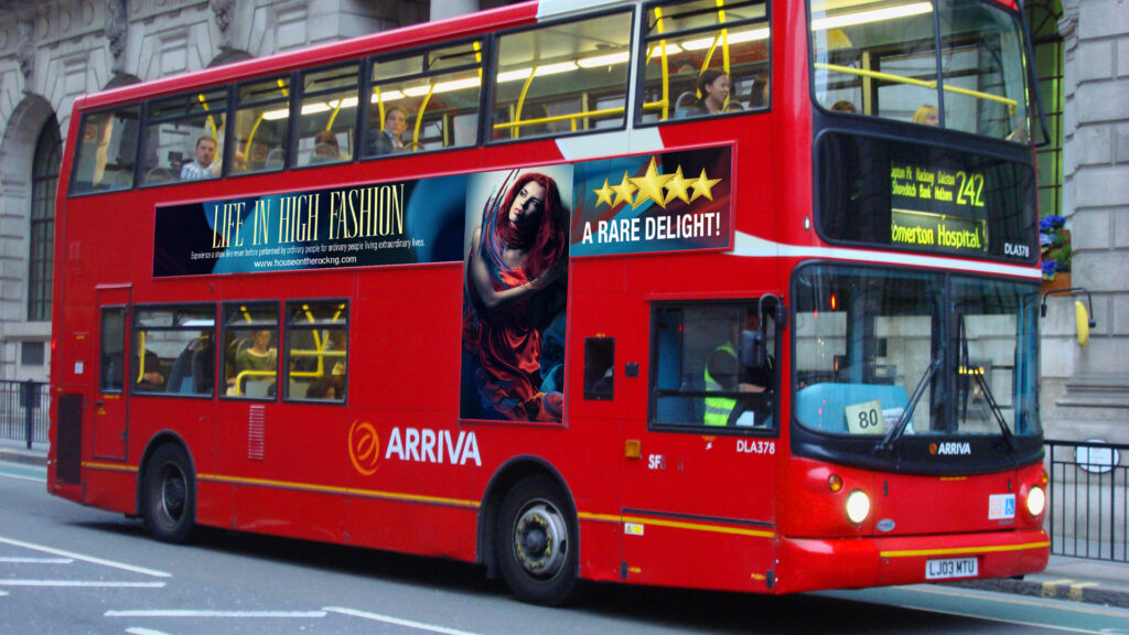 London bus banner design for house of rock stage show